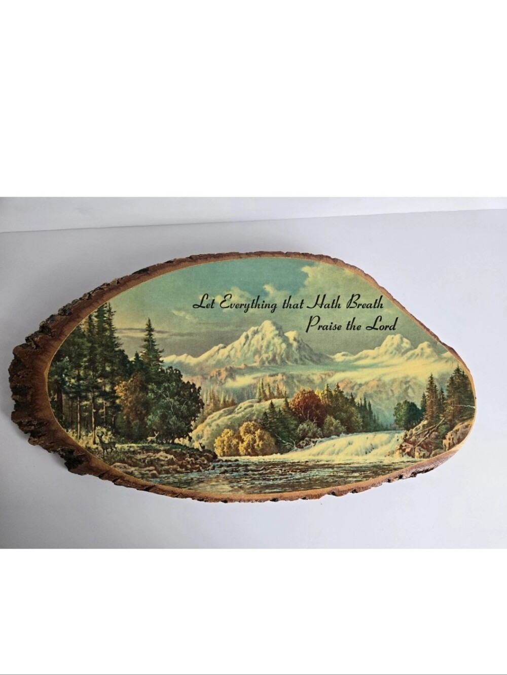 Wooden Wall Art Vintage Religious Wood Slice